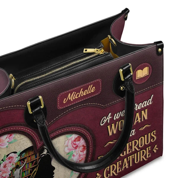 A Well Read Woman Is A Dangerous Creature Leather Bag