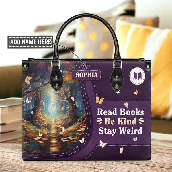 Read Books Be Kind Stay Weird Leather Bag