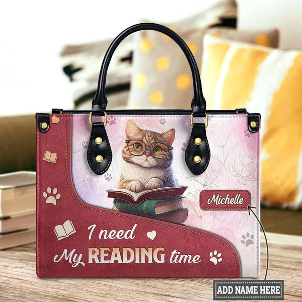 I Need My Reading Time Leather Bag