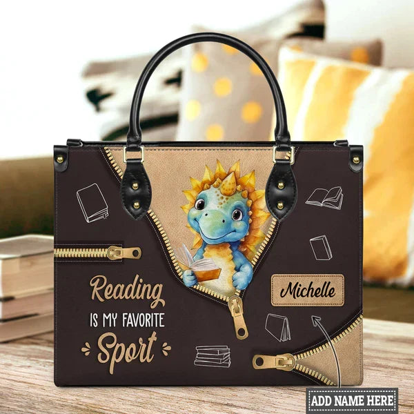 Reading Is My Favorite Sport Leather Bag