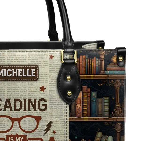 Reading Is My Superpower Leather Bag