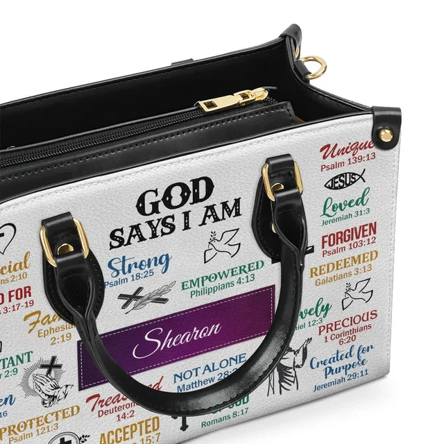 God Says I Am Leather Bag