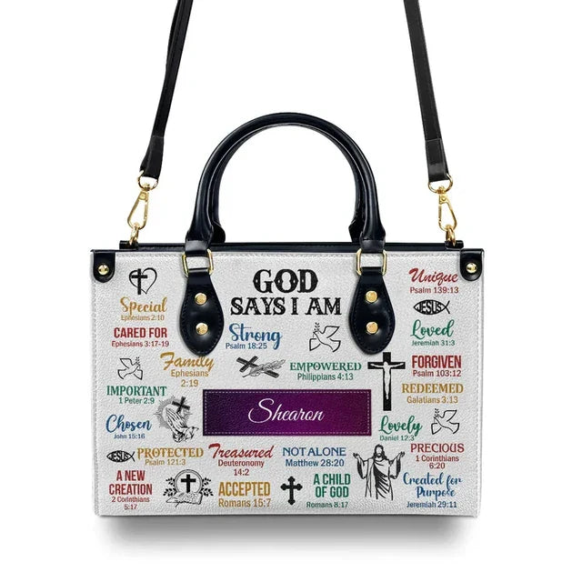 God Says I Am Leather Bag