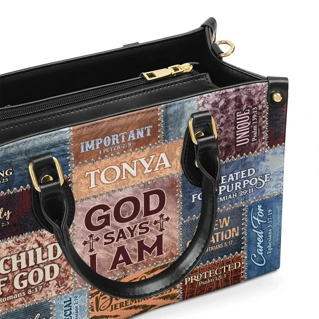 God Says I Am Leather Bag