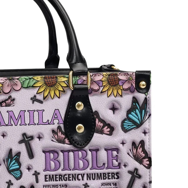 Bible Emergency Numbers Leather Handbag