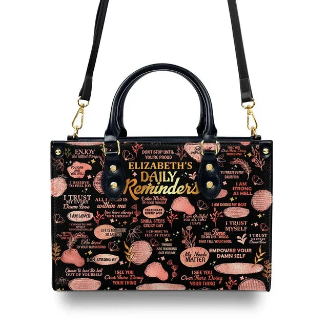 Daily Reminders Leather Handbag