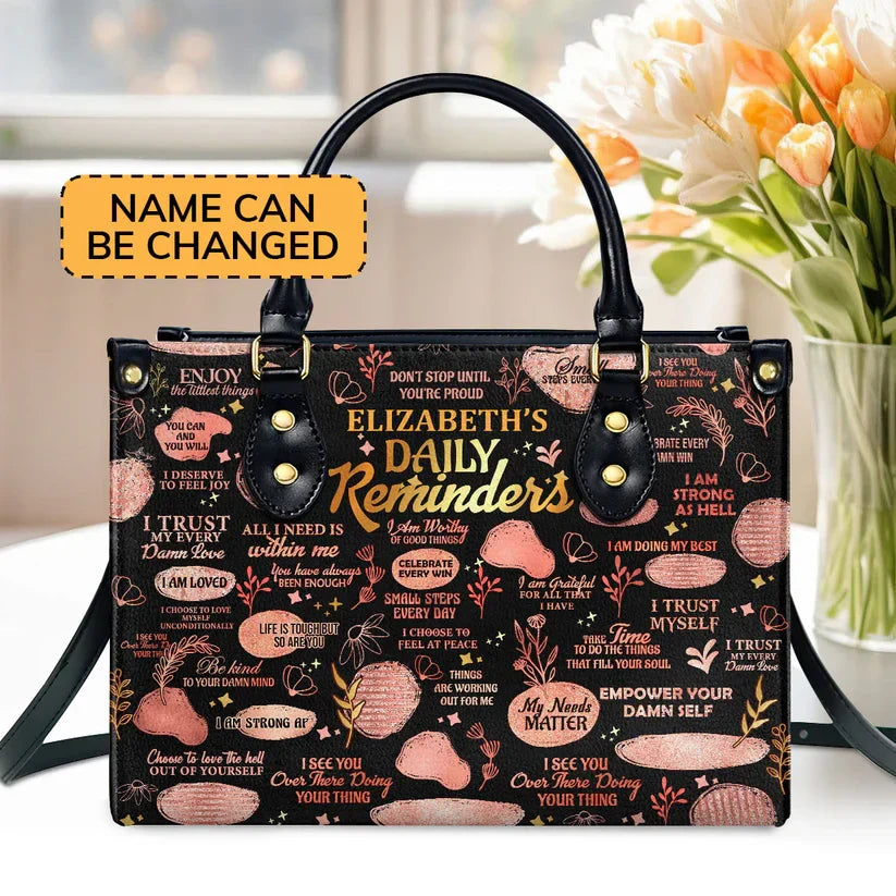 Daily Reminders Leather Handbag