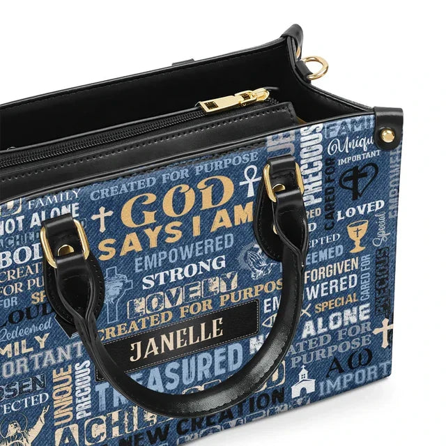 I Am A Child Of God Leather Handbag