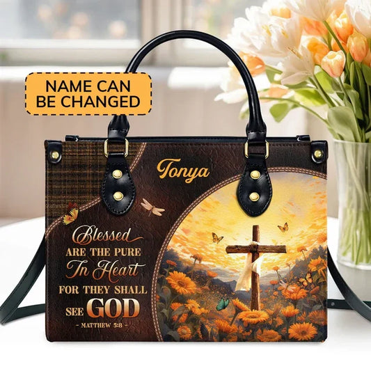 Blessed Are The Pure Leather Handbag