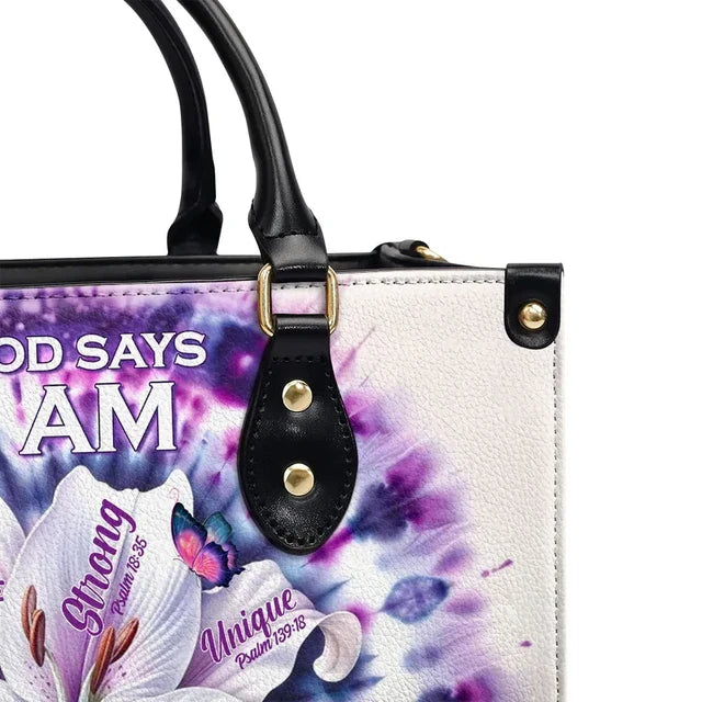 God Says I Am Leather Handbag