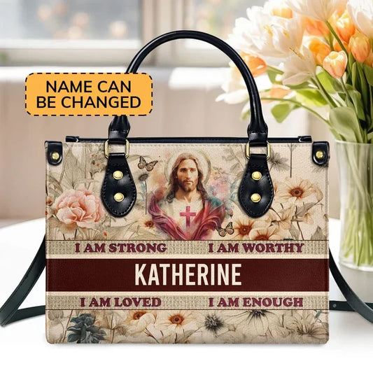 I Am Enough Leather Handbag