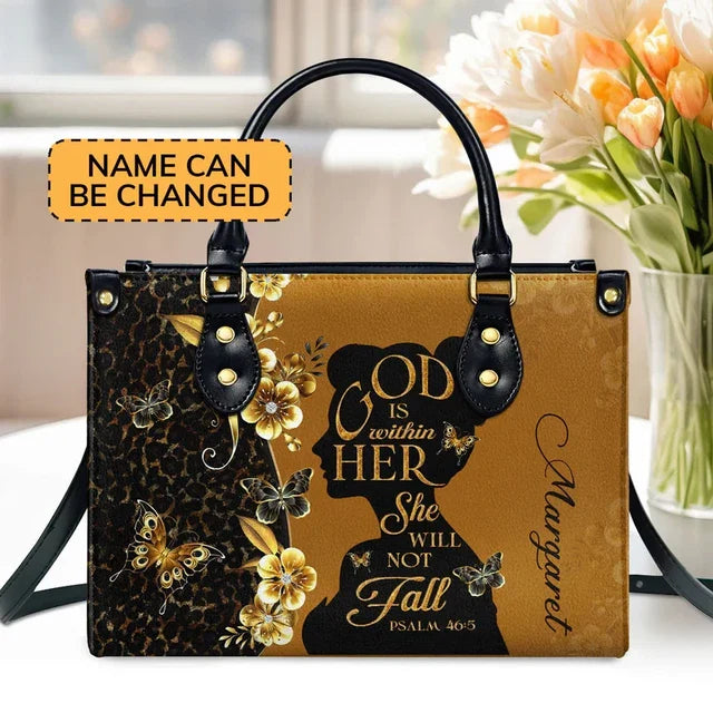 Blessed Is She Leather Handbag