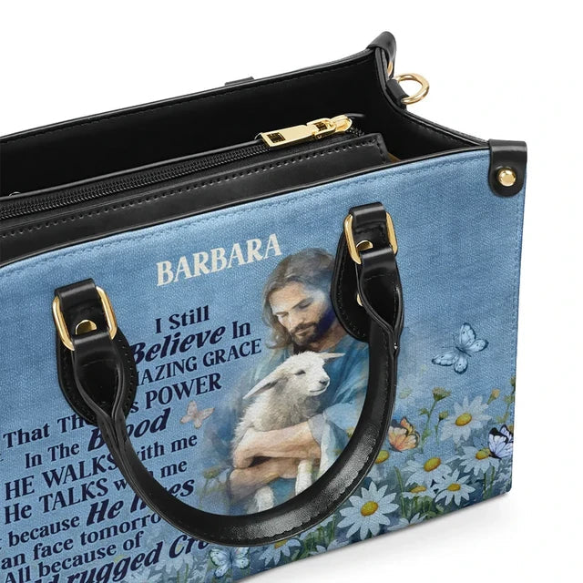 Jesus I Still Believe In Amazing GraceLeather Handbag