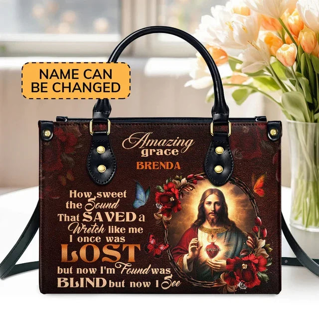 Jesus Amazing Grace Leather Handbag