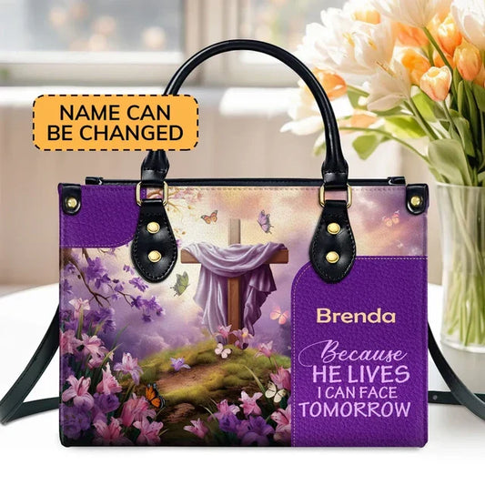 Because He Lives Leather Handbag