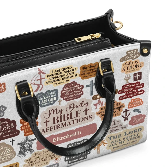 My Daily Bible Affirmation Leather Handbag