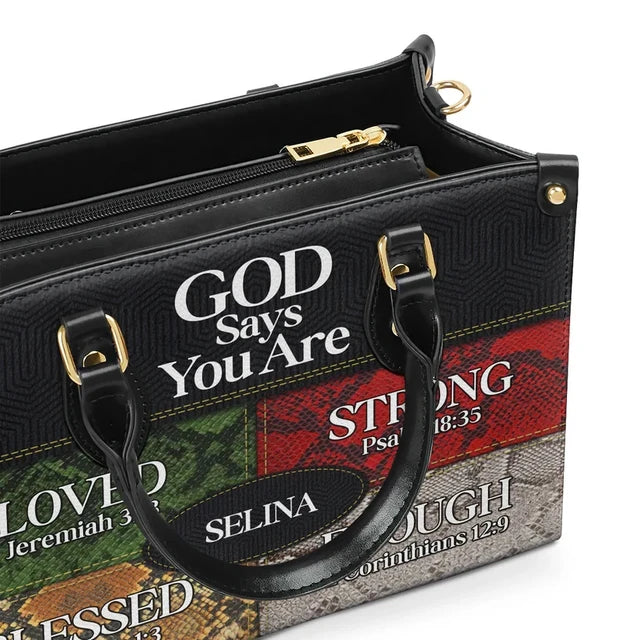 God Says I Am Leather Handbag