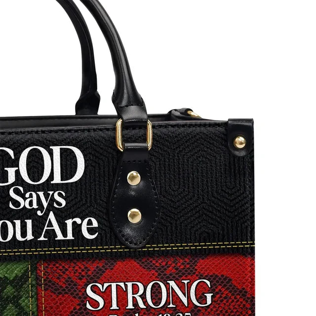 God Says I Am Leather Handbag