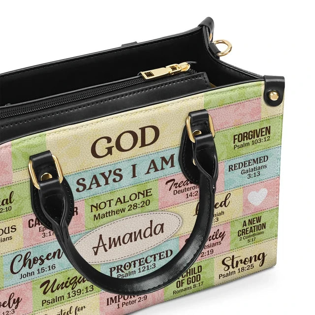 God Says I Am Leather Handbag