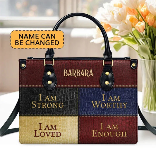 I Am Enough Leather Handbag