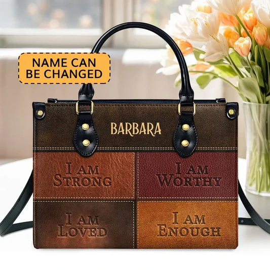 I Am Enough Leather Handbag