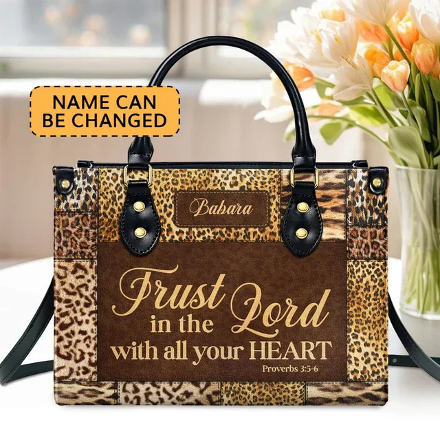 Trust In The Lord With All Your Heart Leather Handbag