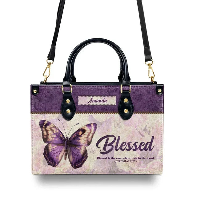 Blessed Is The One Who Trusts In The Lord Leather Handbag