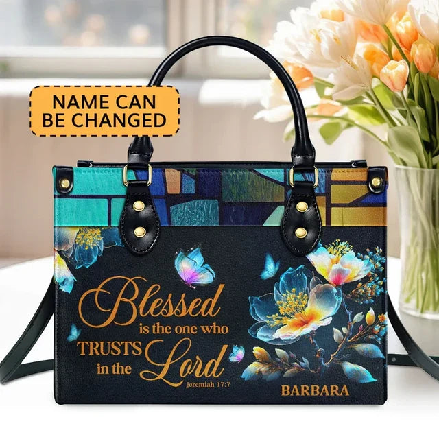 Blessed Is The One Who Trusts In The Lord Leather Handbag