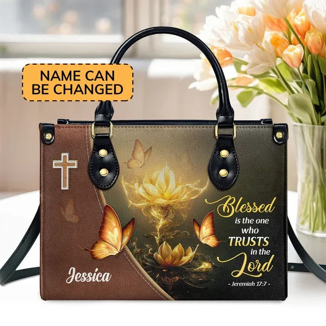 Blessed Is The One Who Trusts In The Lord Leather Handbag