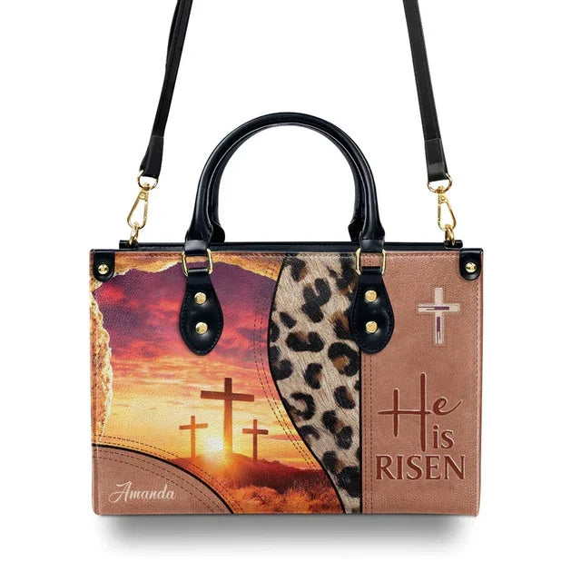 He Is Risen Leather Handbag