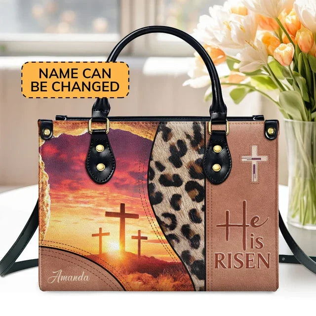 He Is Risen Leather Handbag