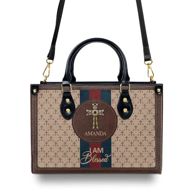 I Am Blessed Leather Handbag