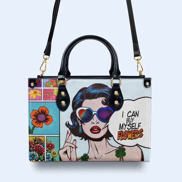 I Can Buy Myself Flowers Leather Handbag