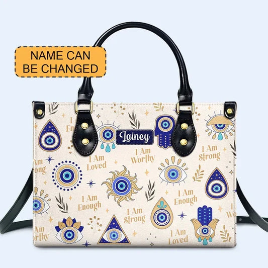 I Am Strong - Evil Eye Leather Handbag